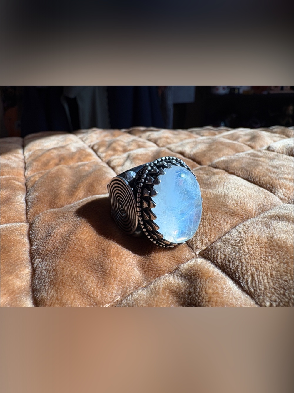 Silver Ring with Large Moonstone